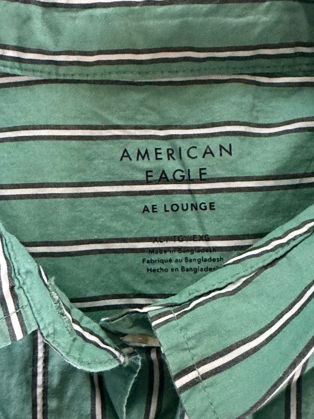 American Eagle Outfitters Teal and White Striped Button-Down Shirt - Picture 3 of 3